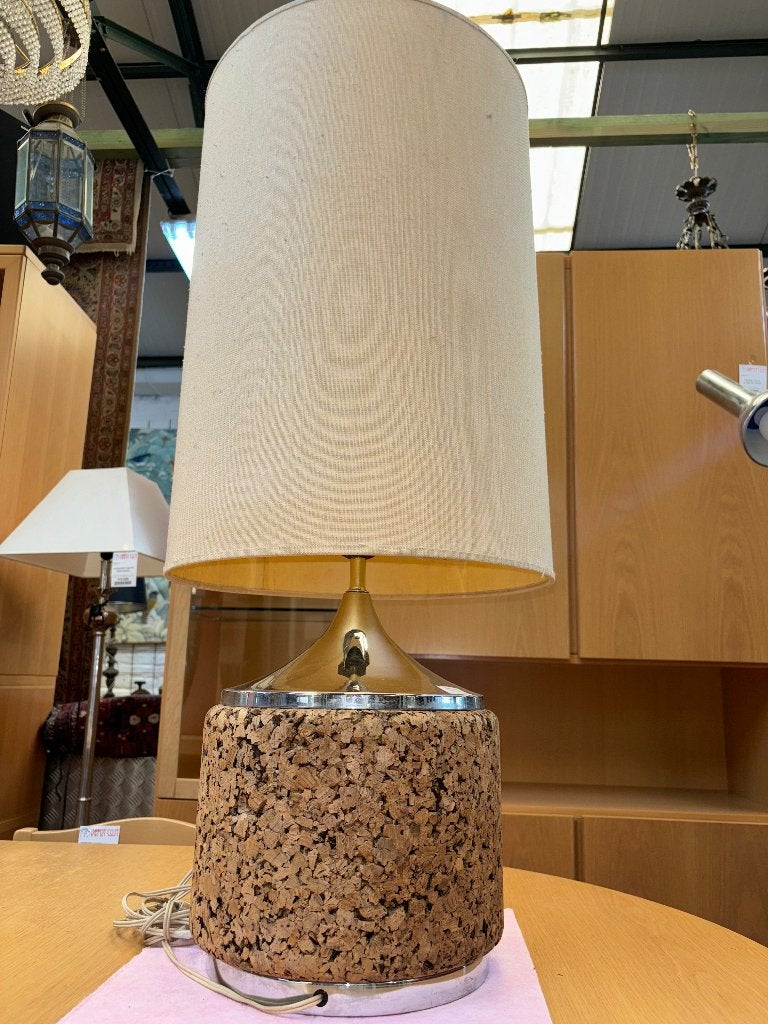 Lampe en chrome et liége vintage, Enlèvement ou Envoi