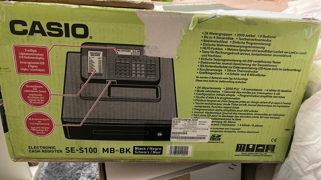 Caisse enregistreuse Casio SE-S100 - Très bon éta, Enlèvement, Comme neuf