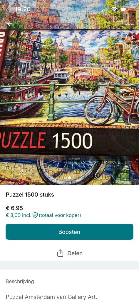 Puzzel 1500 stukjes, Ophalen, 500 t/m 1500 stukjes, Zo goed als nieuw, Legpuzzel