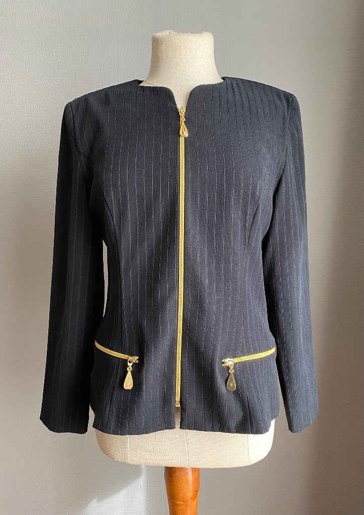 Zwarte gestreepte blazer Joseph Ribkoff maat 38, Kleding | Dames, Maat 38/40 (M), Verzenden, Zwart, Joseph Ribkoff