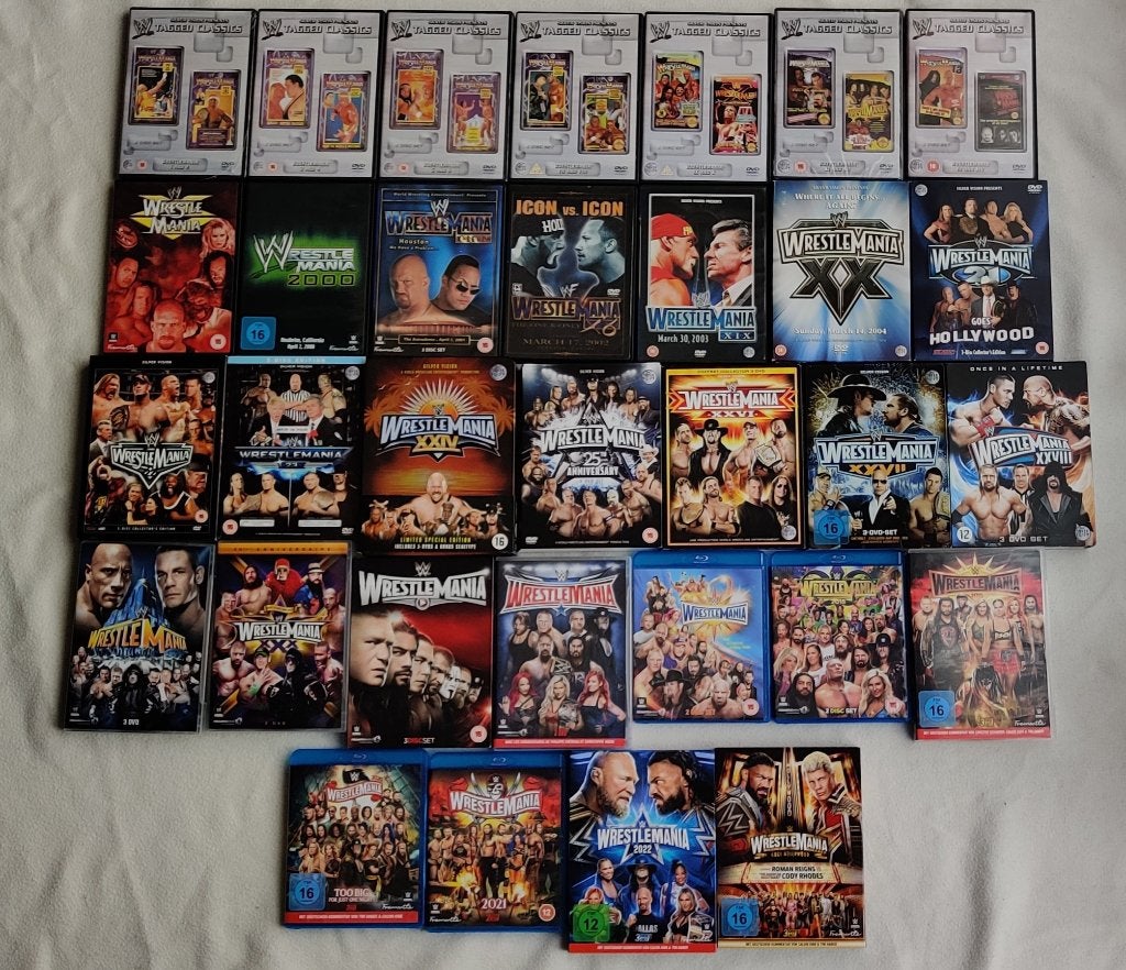 WWF WWE Wrestlemania COMPLETE COLLECTION dvd/bluray, Ophalen of Verzenden, Zo goed als nieuw