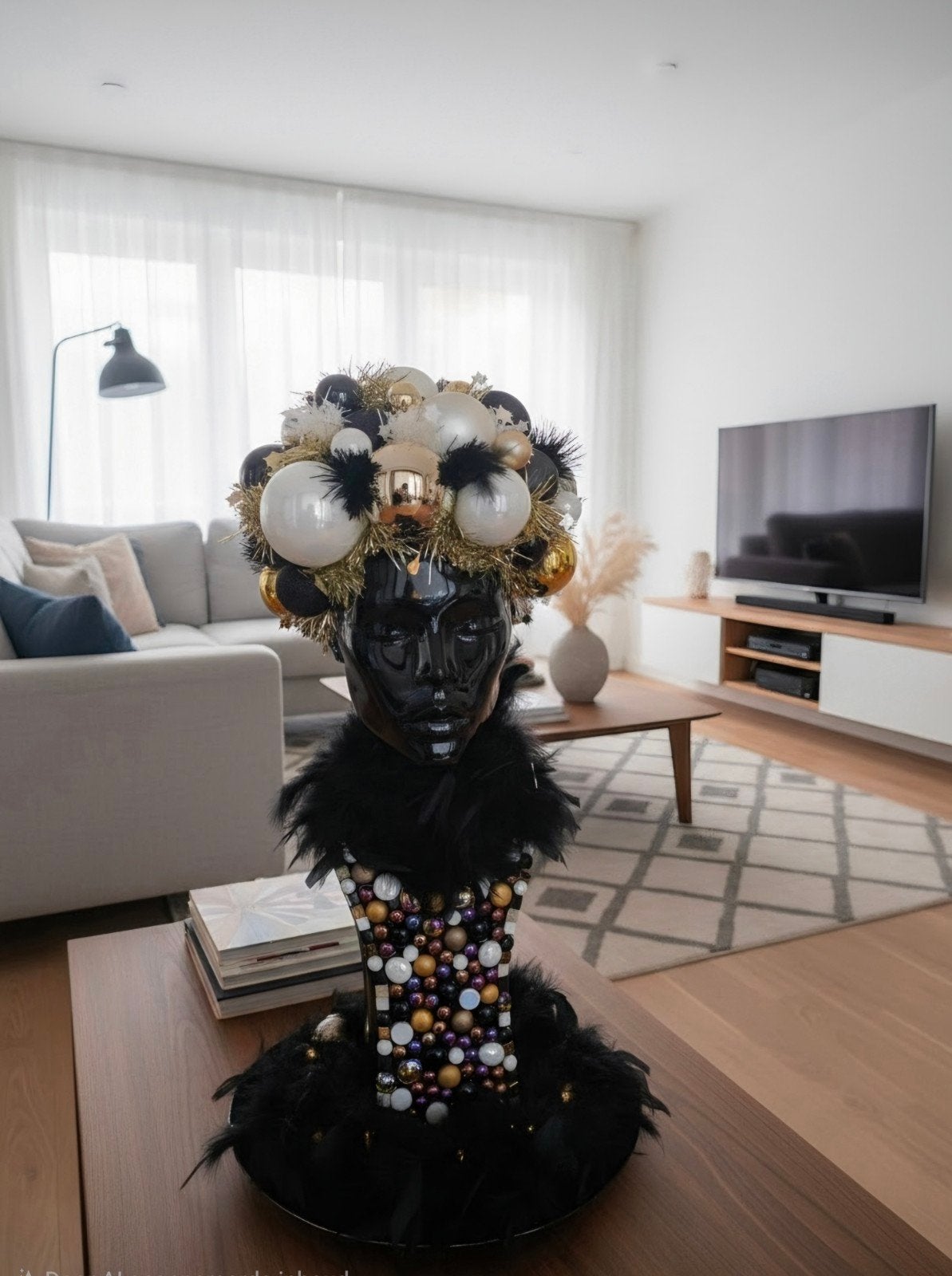 Luxe Kerstbuste met Feestdecoratie, Glazen Stenen & licht, Diversen, Ophalen of Verzenden, Zo goed als nieuw