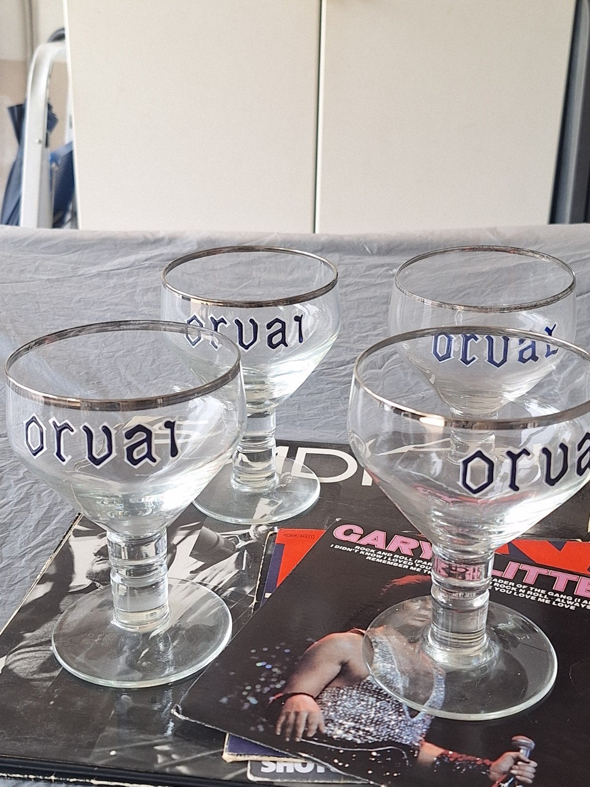 Oude Orval glazen emaille  Bieden kleine l 3 x, Verzamelen, Ophalen of Verzenden