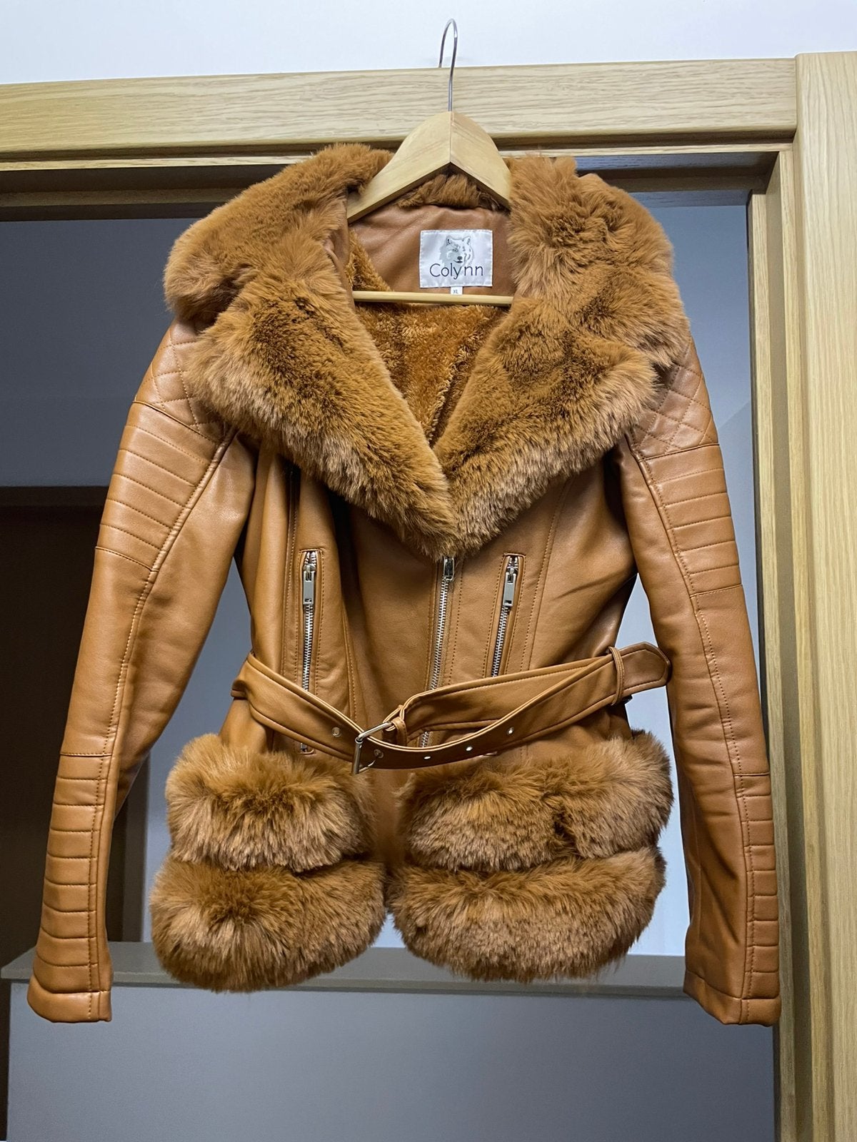 Leder look winterjas, Ophalen, Zo goed als nieuw