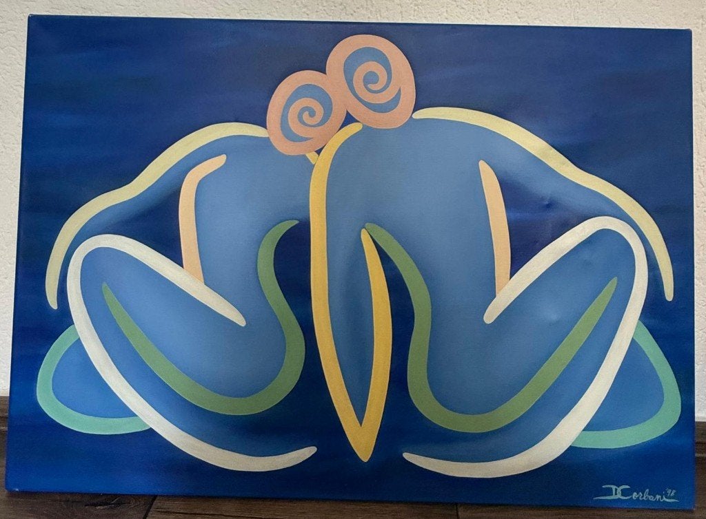 Origineel schilderij van Donna Corbani uit 1998, Antiquités & Art, Textile, Peinture à l'huile, Édition limitée, Enlèvement ou Envoi