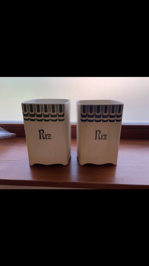 Vintage Franse voorraadpotten “Riz” Moulin des Loups/Orchies, Antiek en Kunst, Antiek | Keramiek en Aardewerk, Ophalen of Verzenden