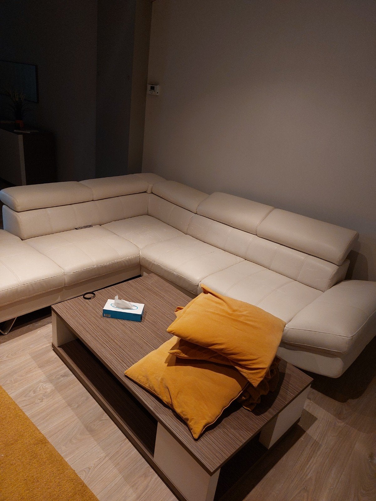 Hoeksalon leder wit, Huis en Inrichting, Ophalen