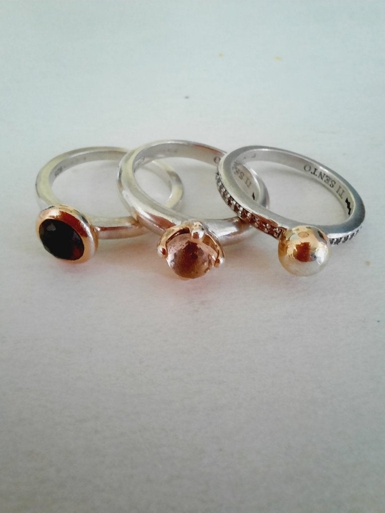3 bagues bicolores de Ti sento, Bijoux, Sacs & Beauté, Enlèvement ou Envoi, Plus petit que 17, Utilisé, Argent