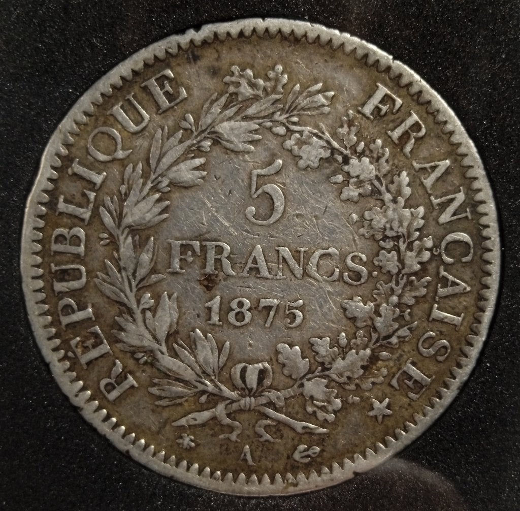 5 francs 1875 A France - Hercule, Envoi, France, Monnaie en vrac, Argent