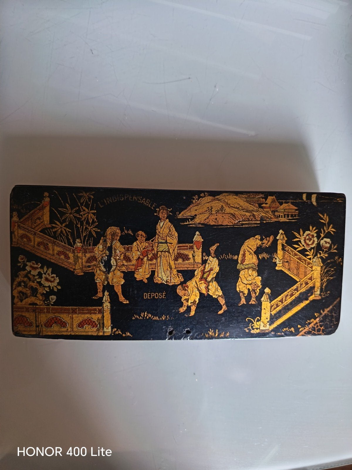 Boîte à timbre française papier mâché 1880, Enlèvement ou Envoi, Bois