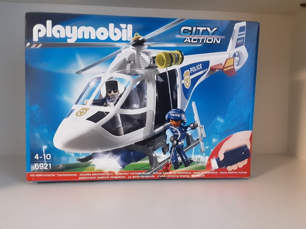 Hélicoptère de police PlayMobil avec projecteur - complet, Enlèvement ou Envoi, Comme neuf, Kit complet, Véhicule