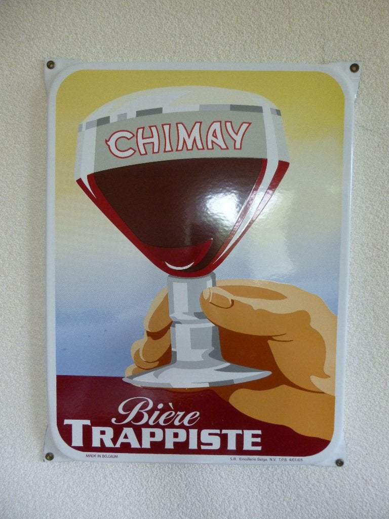 PLAQUE  ÉMAILLÉ « CHIMAY BIÈRE TRAPPISTE » EB DE 2003, Enlèvement ou Envoi, Comme neuf, Panneau publicitaire