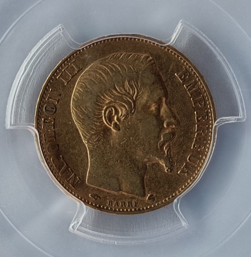 20 Francs 1858-A PCGS XF40, Ophalen, Frankrijk, Losse munt, Goud