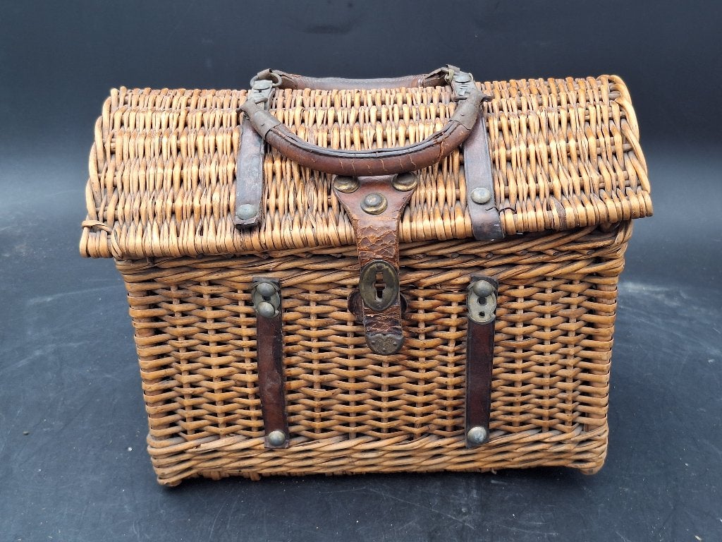 oud rieten mandje met 2 oren, begin 1900, Antiquités & Art, Curiosités & Brocante, Enlèvement ou Envoi