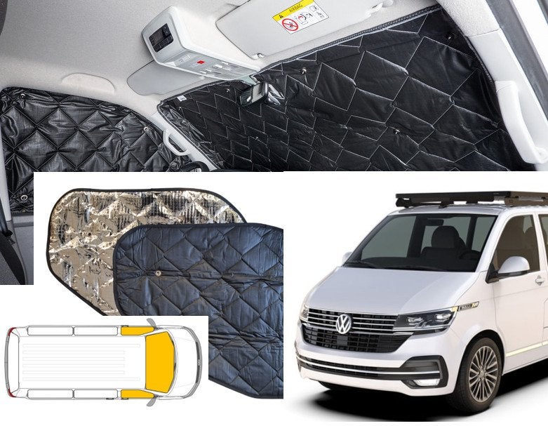 Raamisolatie Volkswagen T6 T6.1 Black line Voorzijde 3 delig, Caravanes & Camping