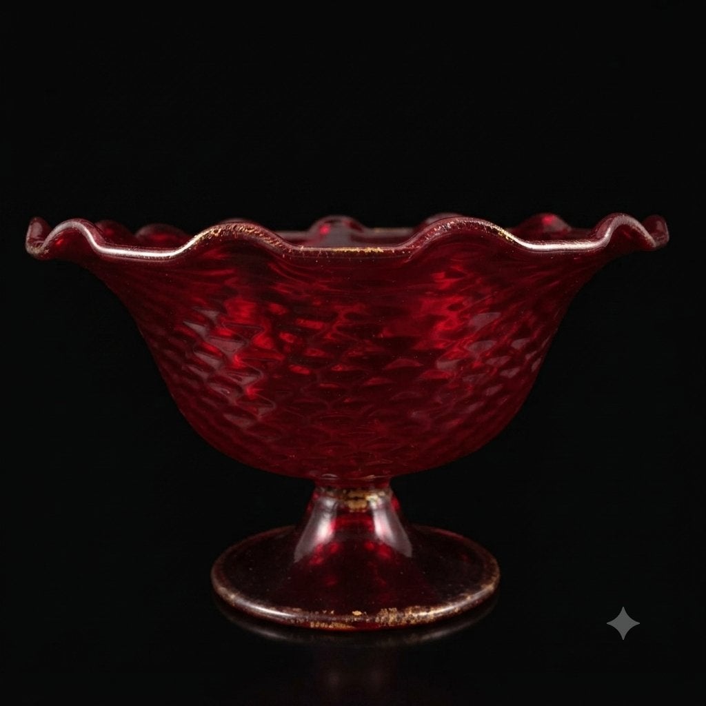 Coupe / Centre de table en verre de Murano rouge rubis et or, Antiquités & Art, Enlèvement