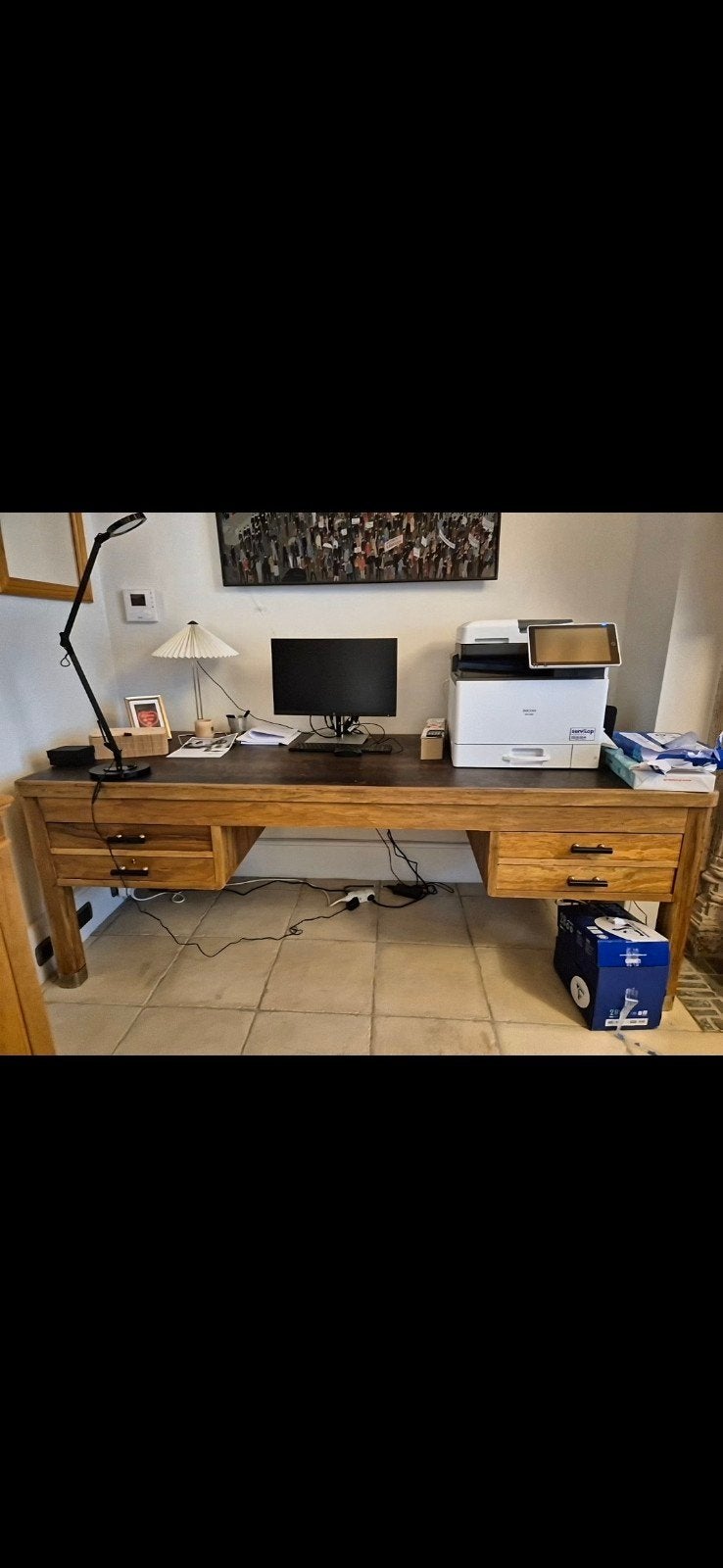 bureau 2 dezelfde massief, 210 cm, Hout, Zo goed als nieuw, Ophalen