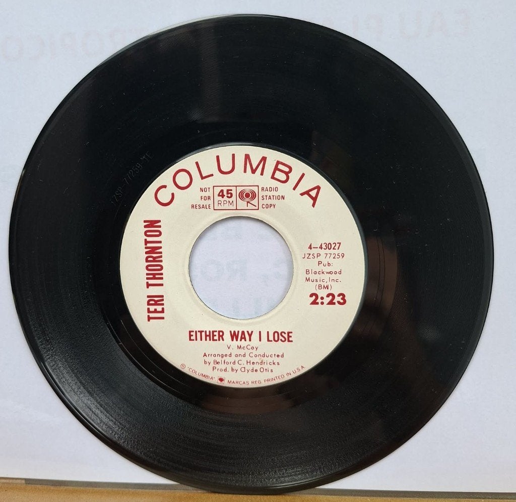 Teri Thornton - Either Way I Lose – Why Don’t You Love Me, 7 inch, Comme neuf, Pressage original, Autres types