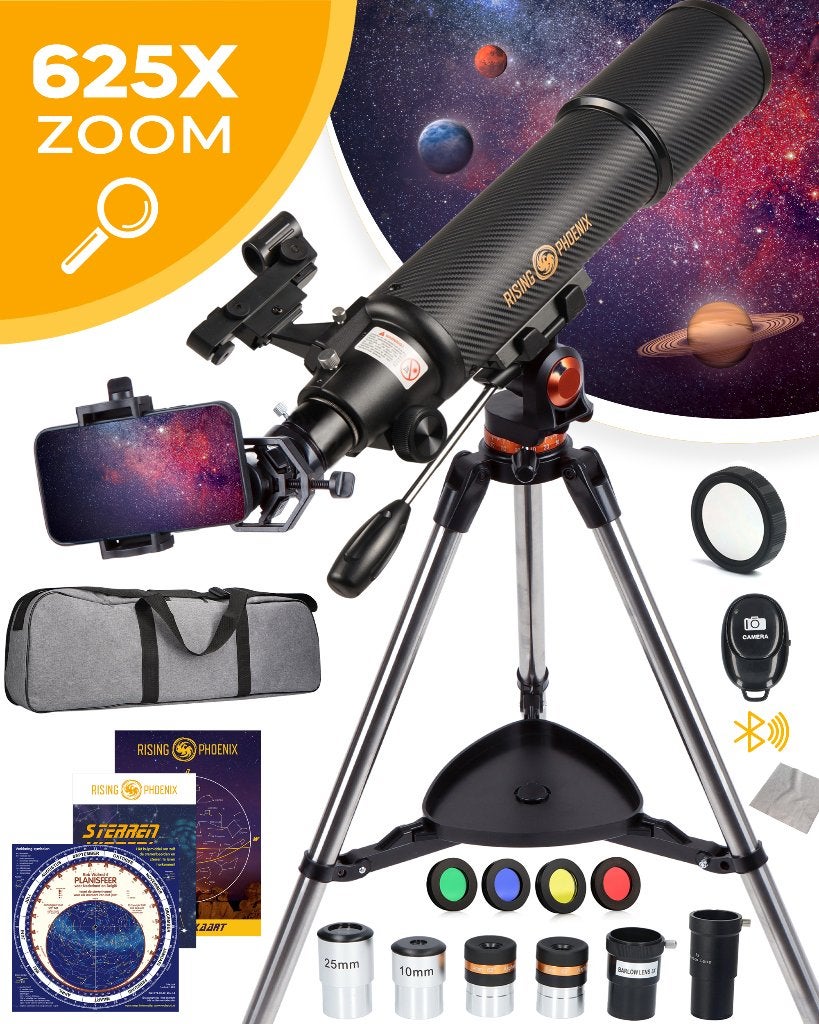 Télescope RISING PHOENIX Carbon Deluxe 50080 Stargazer, Enlèvement, Neuf, 80 à 200 mm, Télescope réfracteur (lentilles)