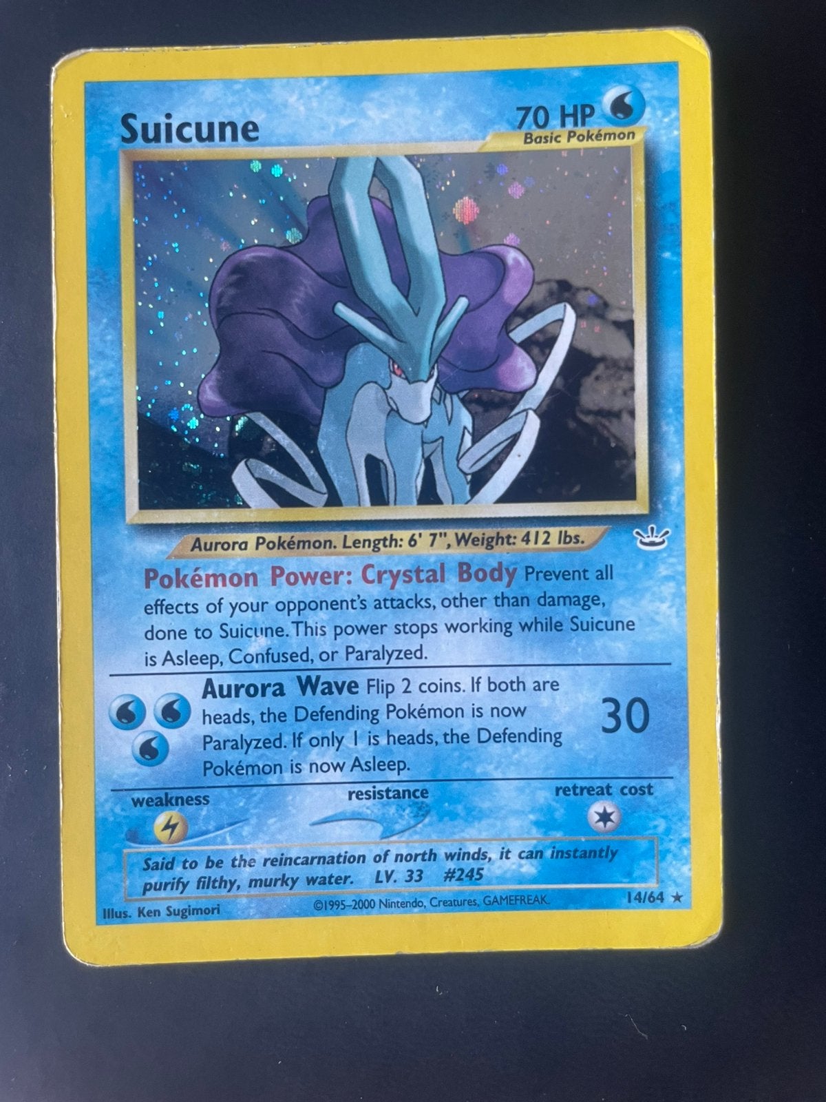 Suicune vintage pokemon kaart, Enlèvement ou Envoi, Utilisé, Cartes en vrac, Foil