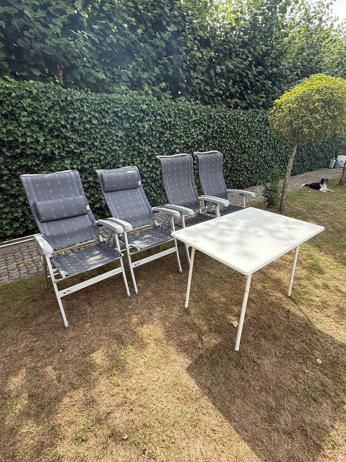 4 chaises de camping Dukdalf+table, Caravanes & Camping, Enlèvement, Comme neuf