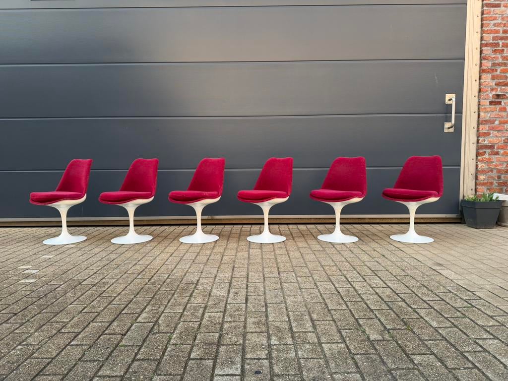 6x originele vintage Knoll Tulip dining chairs Eero Saarinen, Huis en Inrichting, Ophalen of Verzenden, Kunststof, Vitra møller wegner fritz hansen togo sede b&b italia cassina