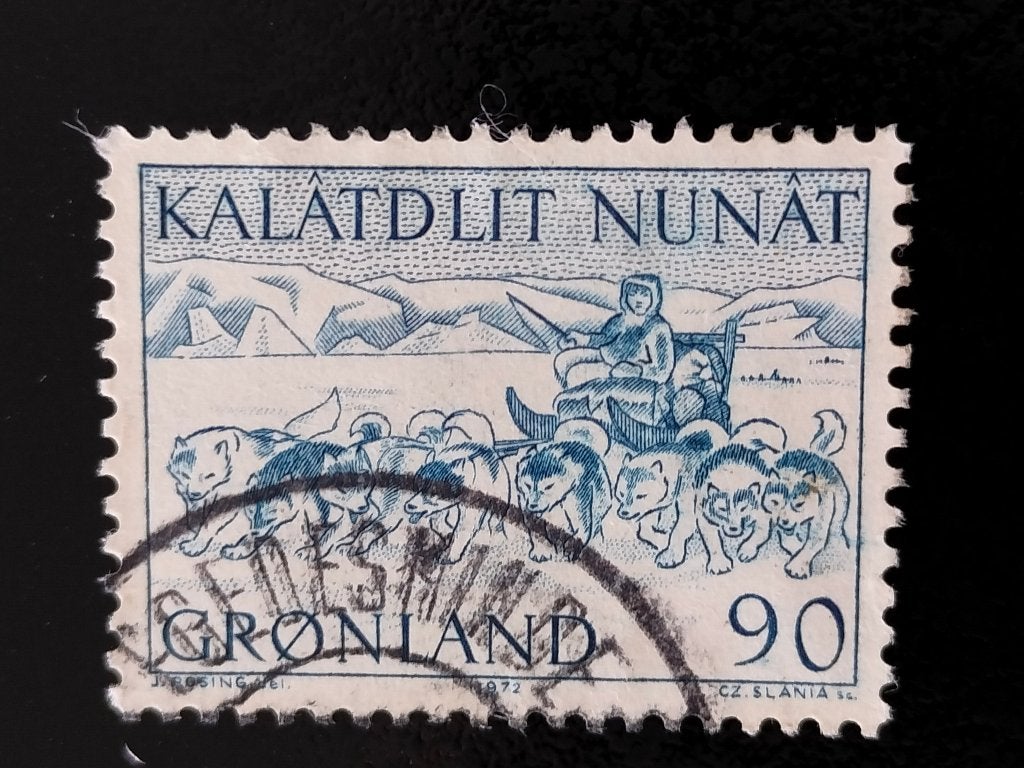 Groenland 1971 - distribution courrier en traîneau à chiens, Envoi, Danemark, Affranchi