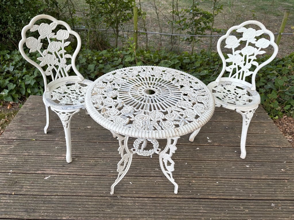 Vintage gietijzeren tuinset, Overige materialen, Gebruikt, Tuinset, Eettafel