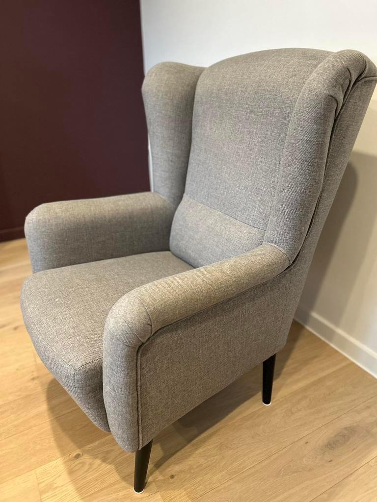 Grijze stoffen fauteuil zetel, Huis en Inrichting, Ophalen, Gebruikt, 75 tot 100 cm, 75 tot 100 cm