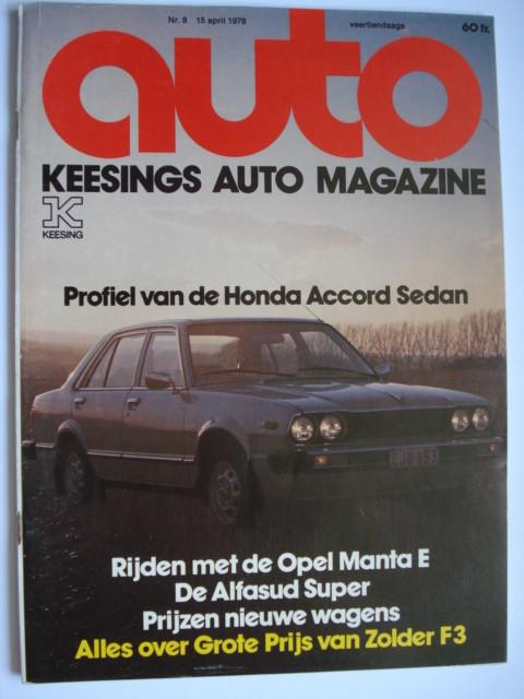 Keesings Auto Magazine nr. 8 15 april 1978, Envoi, Utilisé, Général