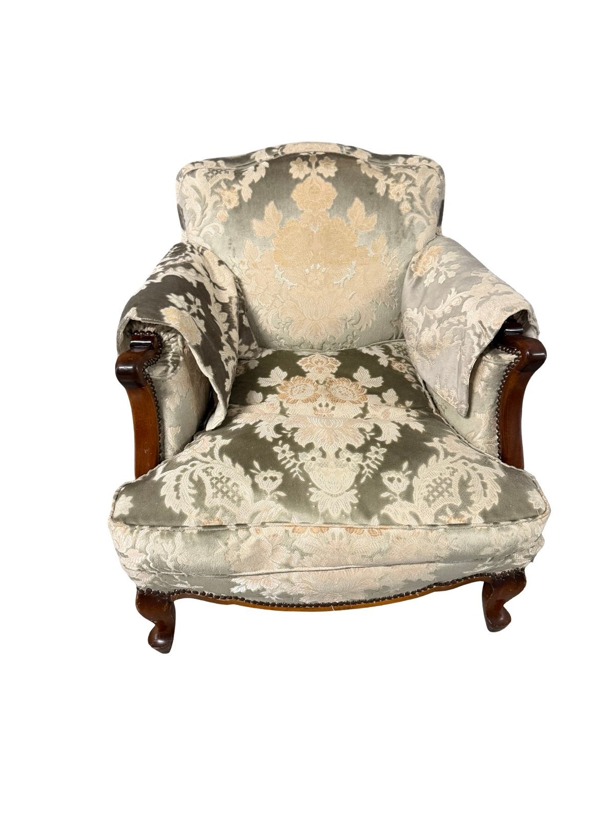Paire de fauteuils Queen Anne en bois et tissu fleuri, Enlèvement, Utilisé, /, /
