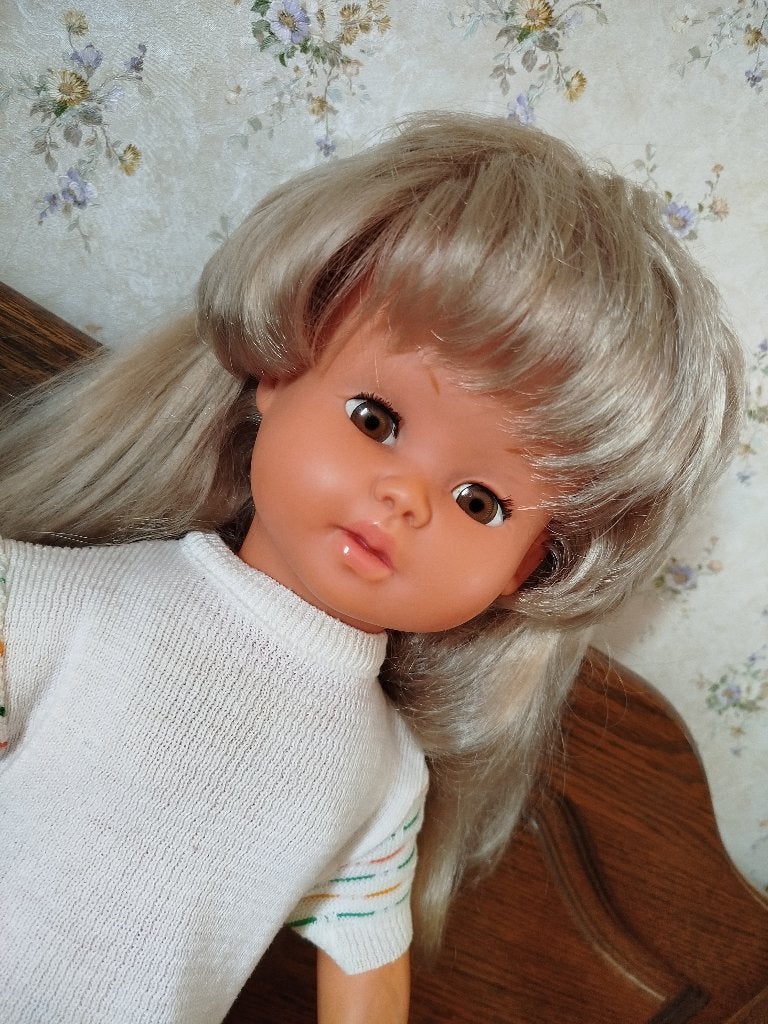 Grote vintage pop GéGé, model Caroline die spreekt, wandelt, Verzamelen, Ophalen, Gebruikt, Pop