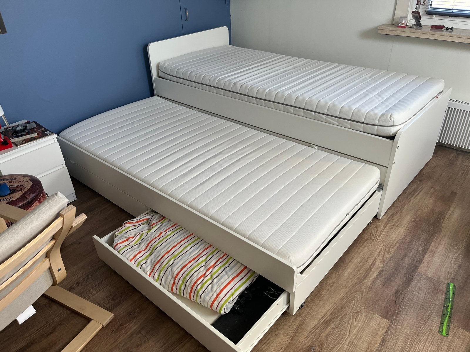 Ikea SLÄKT bed 90x200 – compleet pakket, Huis en Inrichting, Ophalen, 90 cm, Wit, Tweepersoons