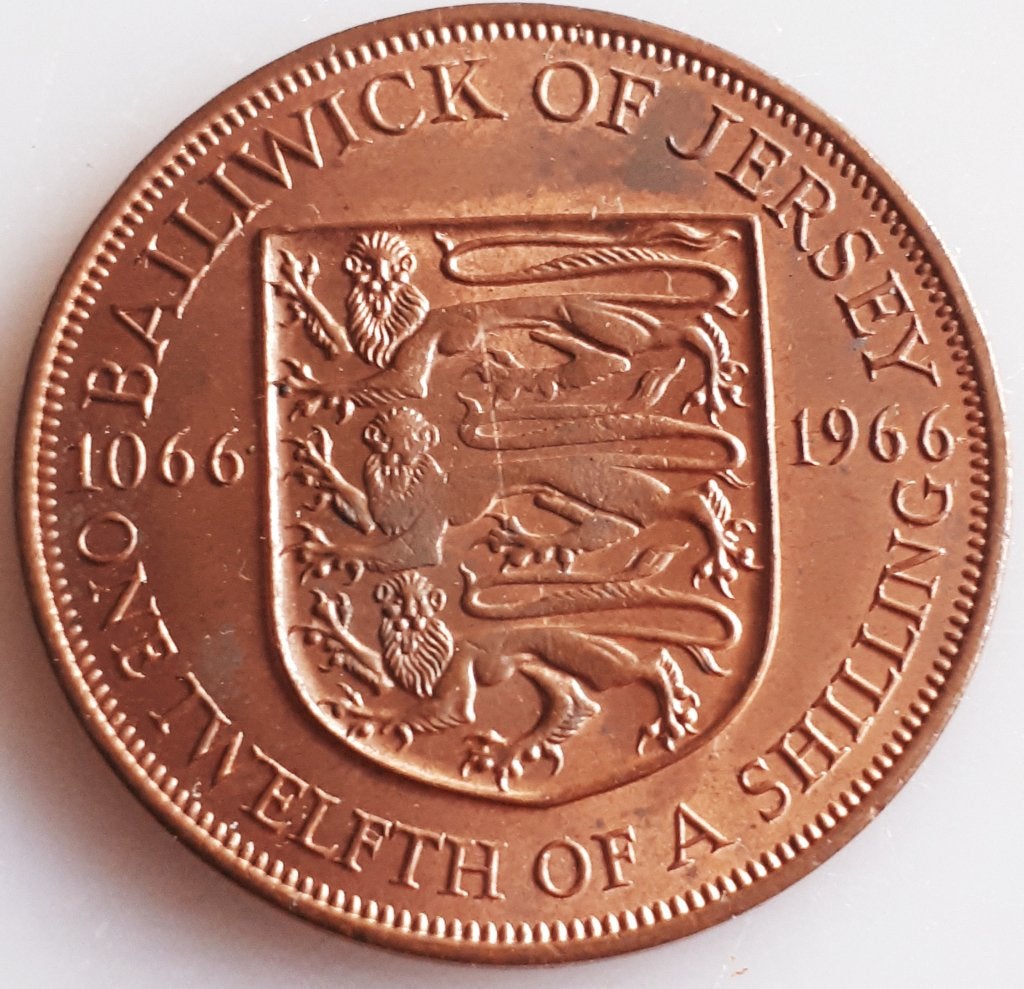 JERSEY / 1/12 SHILLING 1966 KM 26 UNC, Ophalen of Verzenden, Overige landen, Losse munt