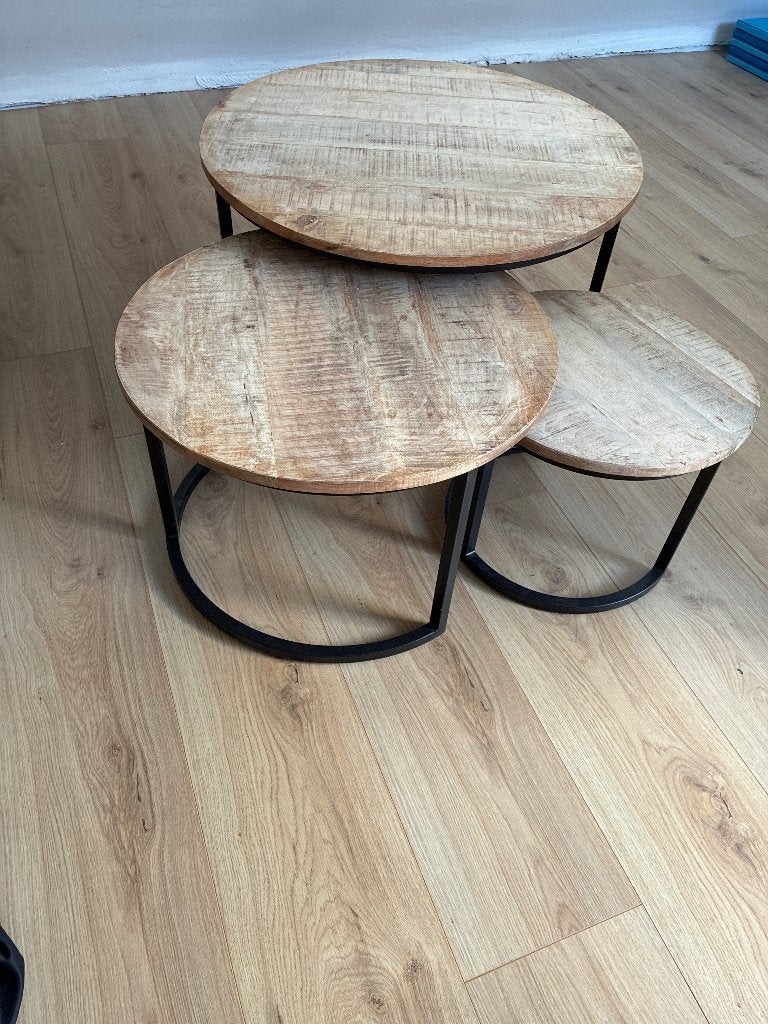 Salontafels Mangohout, Ophalen, Gebruikt, 50 tot 100 cm, Rond