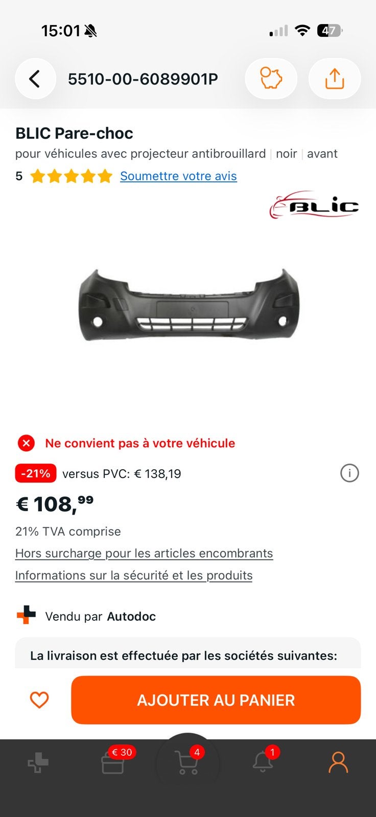 par choc, Enlèvement, Neuf