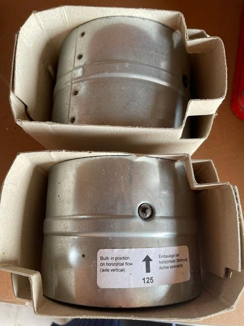 2x DPSA luchtafvoer / vlinderklep Ø125 mm metaal, Ophalen, Nieuw, 80 mm of meer, Inox