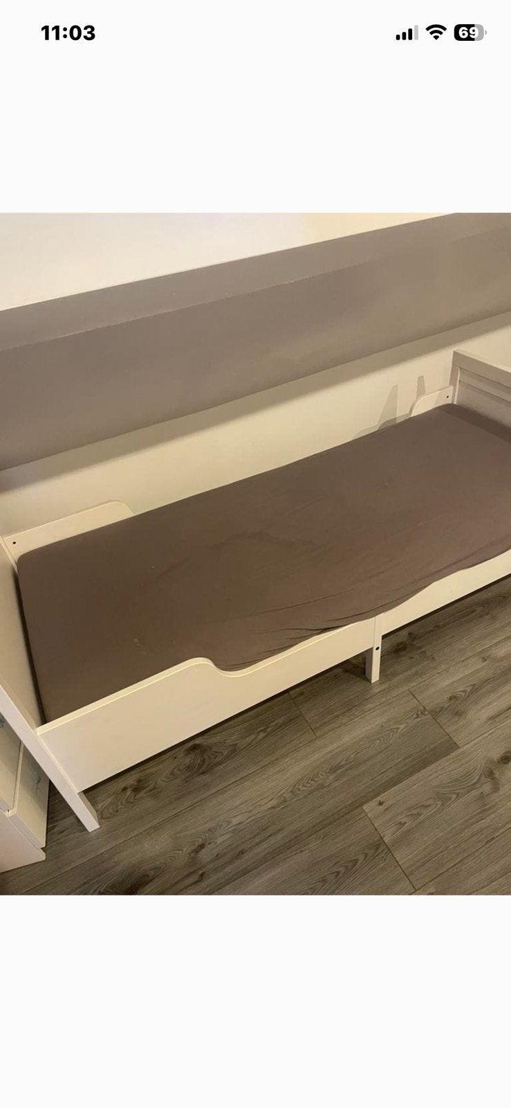 Lit enfant IKEA BUSUNGE blanc 80x200 + matelas, Comme neuf, 200 cm, Blanc, Enlèvement