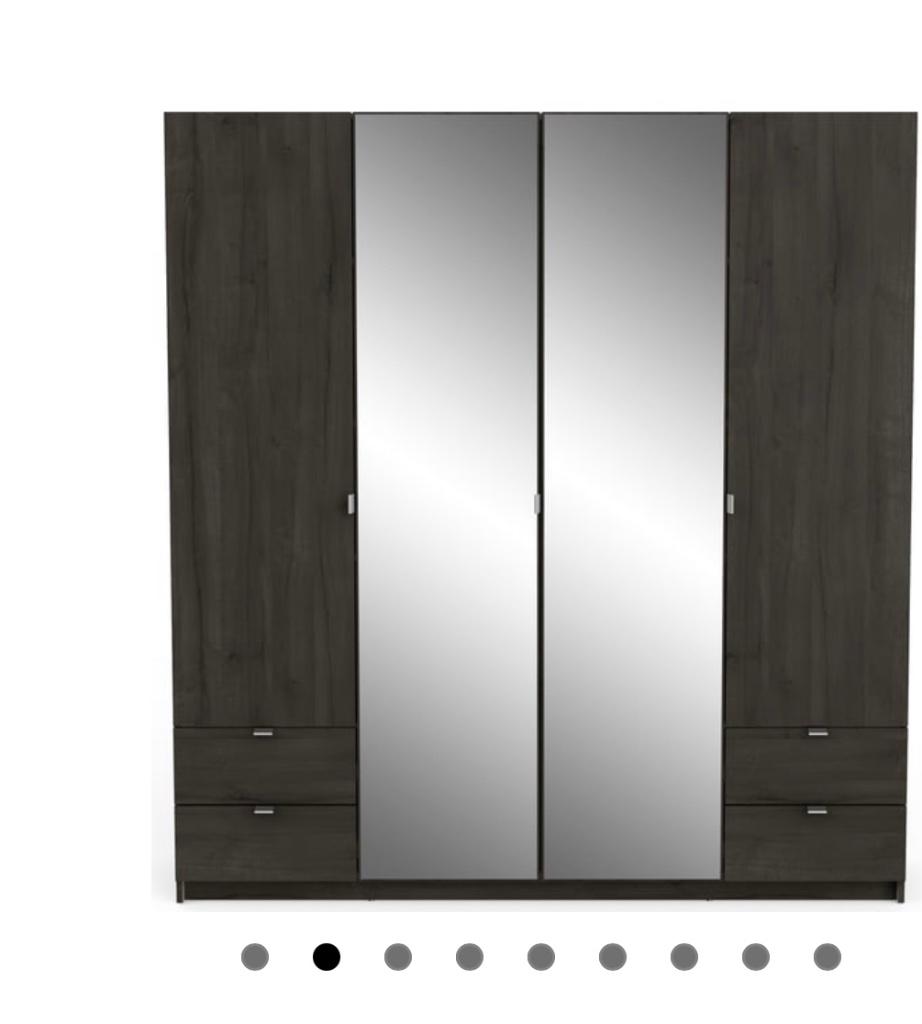 Garde robe 4 portes + miroir comme neuf, Ophalen, Met deur(en), 150 tot 200 cm, Eikenhout