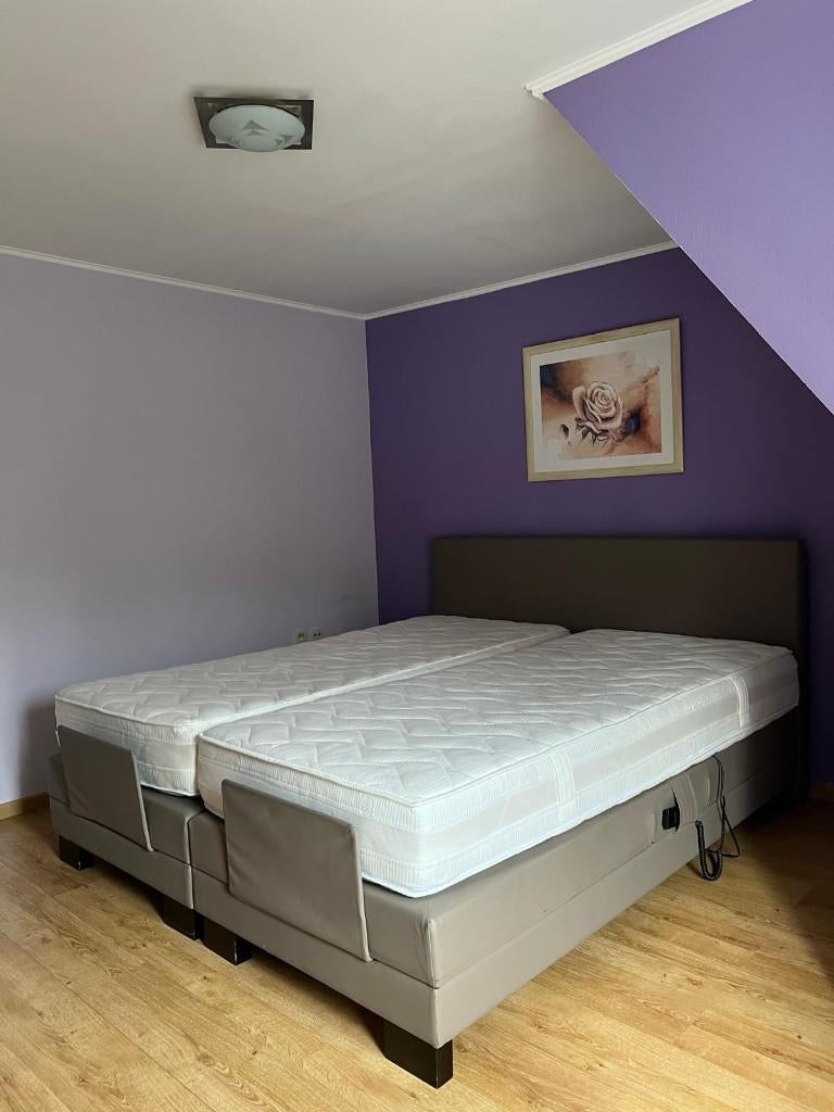 Elektrische Boxspring 180x200 MET MATRAS, Ophalen, Gebruikt, Grijs, Tweepersoons