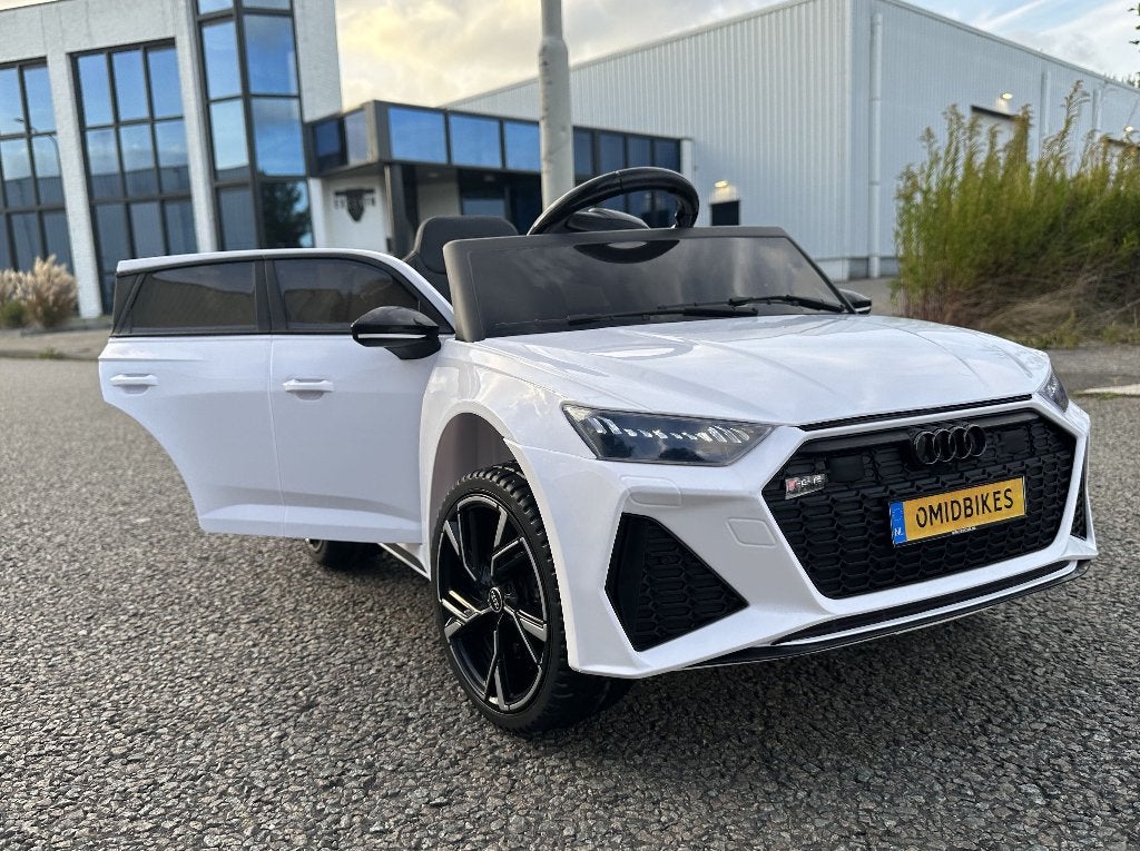 Audi RS6 12v wit Afstandsbediening / Bleutooth / Leder / RU, Ophalen of Verzenden, Nieuw