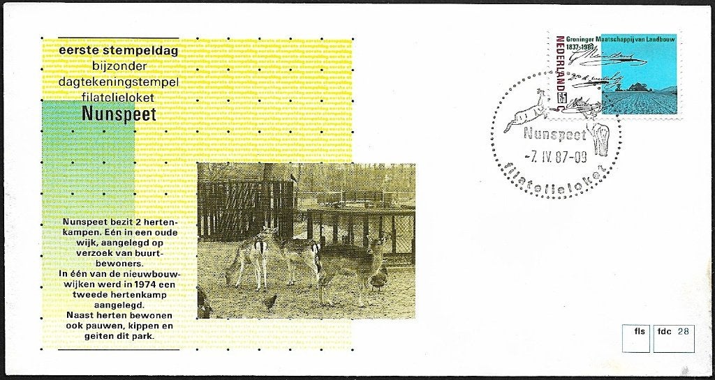 1987 - NEDERLAND - FDC Nunspeet + SG 1509, Postzegels en Munten, Verzenden, Na 1940, Postfris
