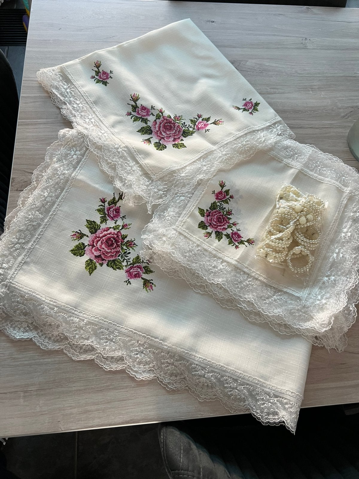 Tafelkledenset voor 12 personen, Maison & Meubles, Nappe, Blanc, Comme neuf, Enlèvement