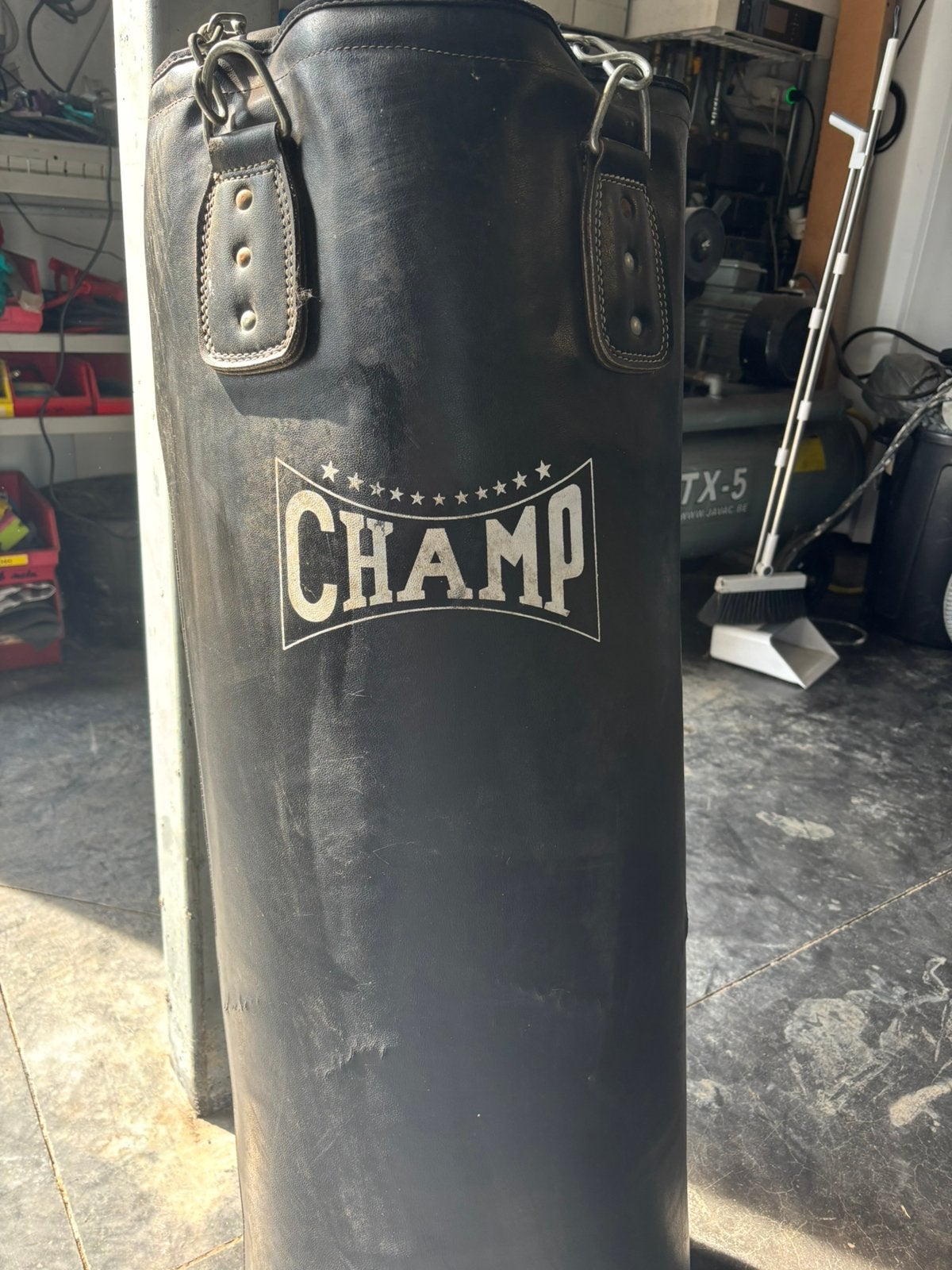 Leren Champ boks zak/bal, Sport en Fitness, Ophalen, Gebruikt, Bokszak