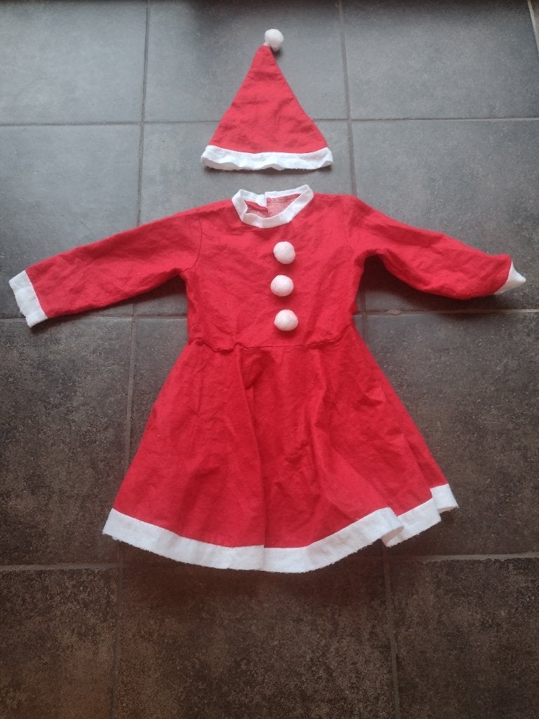 Verkleedkledij kerstvrouw, Kinderen en Baby's, Carnavalskleding en Verkleedspullen, Ophalen, Gebruikt, Meisje