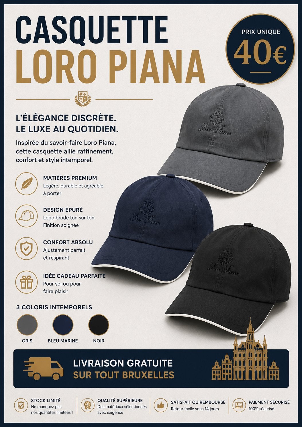 Casquette Loro Piana, Vêtements | Hommes, Chapeaux & Casquettes, Enlèvement, Comme neuf