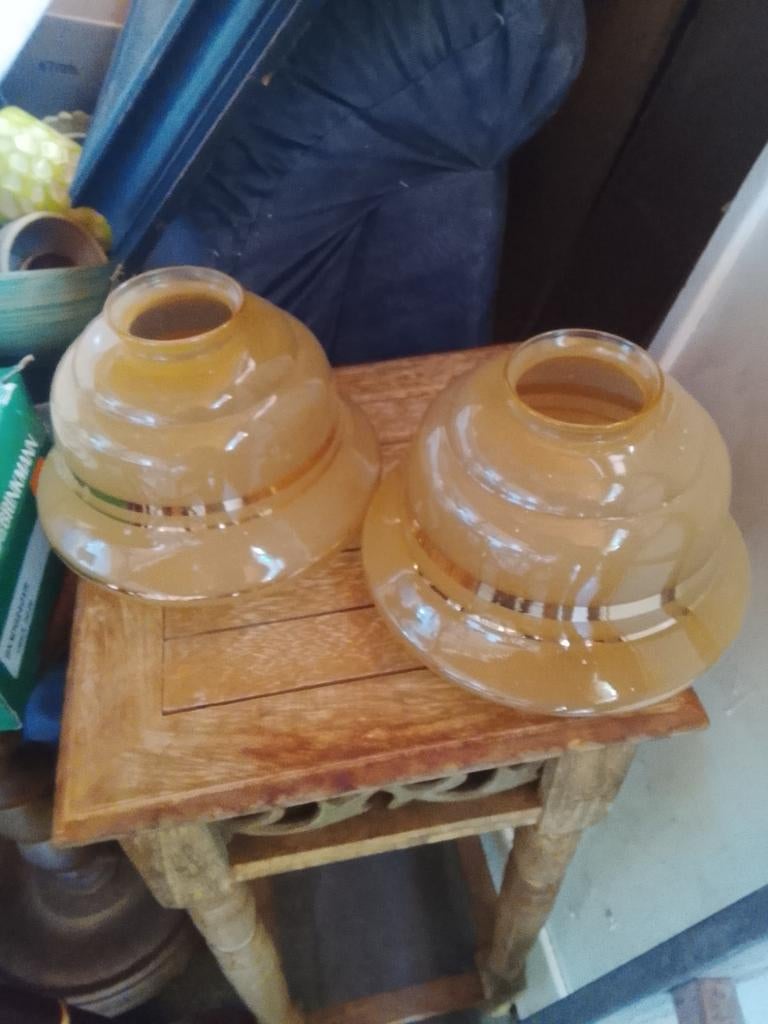 Vintage lampen kapjes glas mooi ontwerp, Ophalen, Glas