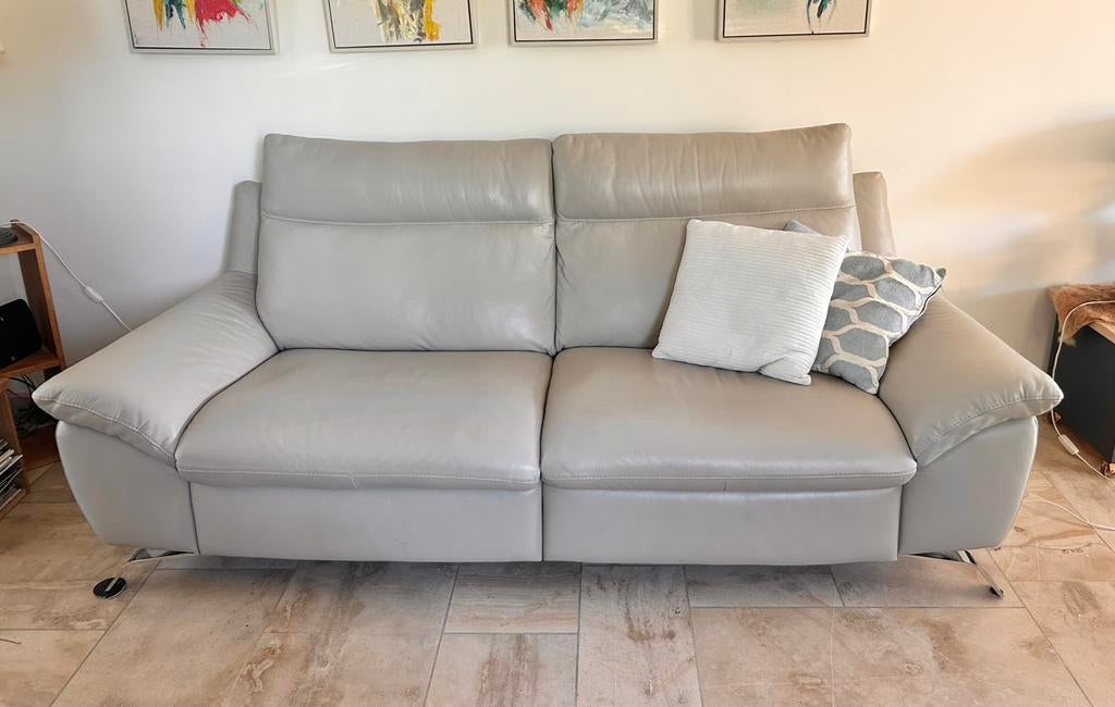 Salon canape relax electrique beige cuir natuzzi edition, Huis en Inrichting, Zetels | Zetels, Zo goed als nieuw, 200 tot 250 cm