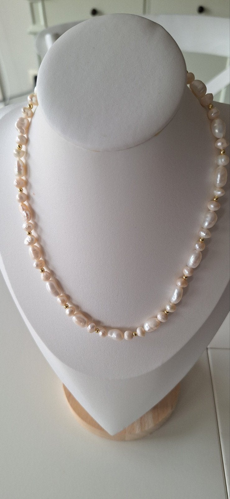 Ketting zoetwaterparels, Handtassen en Accessoires, Kettingen, Ophalen of Verzenden, Nieuw, Wit, Steen of Mineraal
