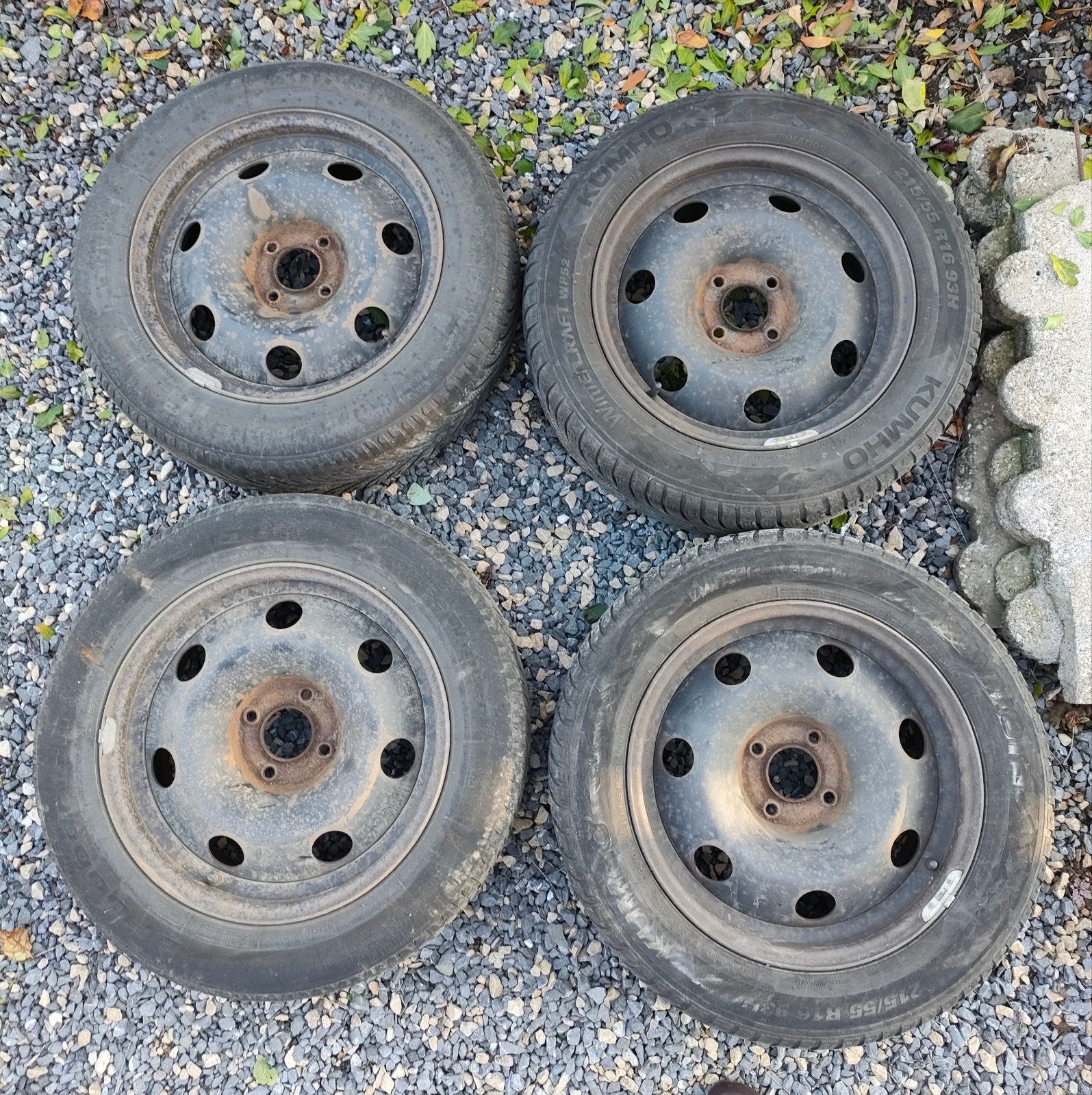 4 winterwielen 215/55R16, 4 gaten, Ophalen, Gebruikt, Universele onderdelen